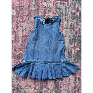 Ralph Lauren Pleated Drop Waist Baby Girl Toddler Preppy Classic Dress Size 18MB